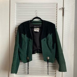 Vintage Pioneer Wear Leather Jacket with Fringe